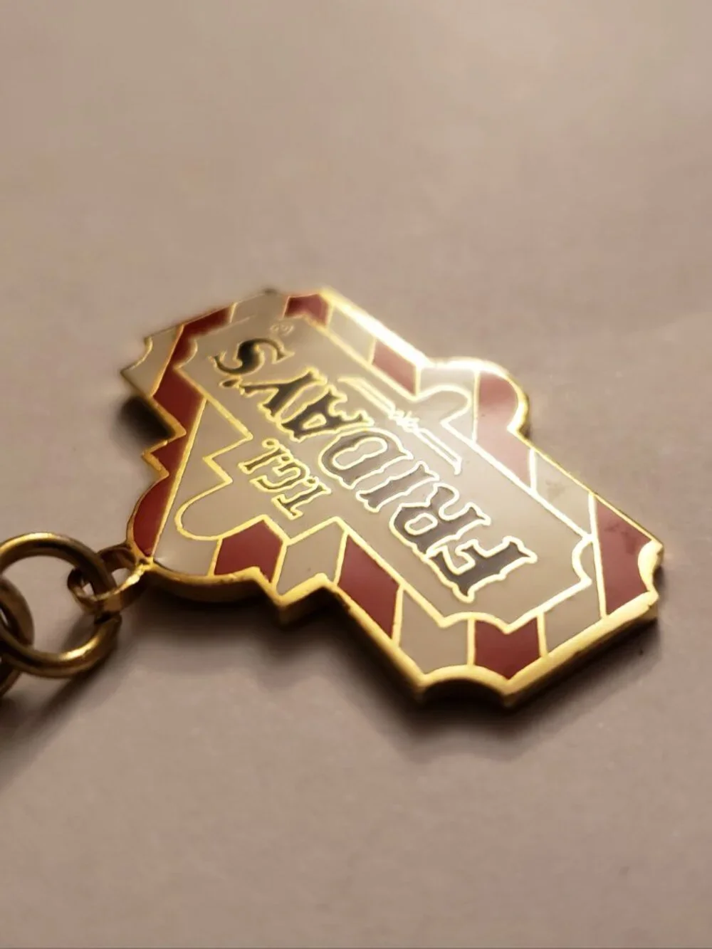 Vintage TGI Fridays Enamel Metal Key Chain Ring Ephemera Promo Swag Advertising